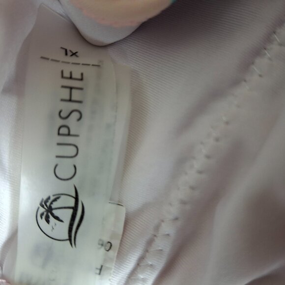 Cupshe XL One Piece Swimsuit Blue Pink Floral Open Front - Picture 6 of 6